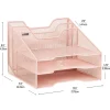 Mind Reader Desktop Vertical Paper Tray Organizer, 9-1/2” H x 11-1/2” W x 12-1/2” D, Pink