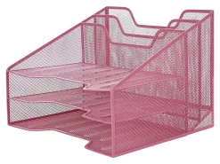 Mind Reader Desktop Vertical Paper Tray Organizer, 9-1/2” H x 11-1/2” W x 12-1/2” D, Pink