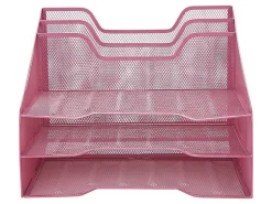 Mind Reader Desktop Vertical Paper Tray Organizer, 9-1/2” H x 11-1/2” W x 12-1/2” D, Pink