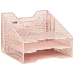 Mind Reader Desktop Vertical Paper Tray Organizer, 9-1/2” H x 11-1/2” W x 12-1/2” D, Pink