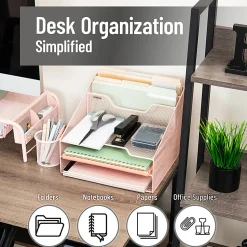 Mind Reader Desktop Vertical Paper Tray Organizer, 9-1/2” H x 11-1/2” W x 12-1/2” D, Pink