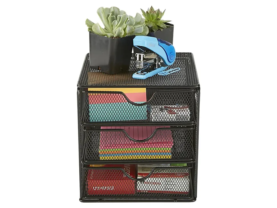 Mind Reader 3-Drawer Accessory Storage Desktop Organizer, 6-1/2"H x 6-1/2"W x 6-1/4"L, Black