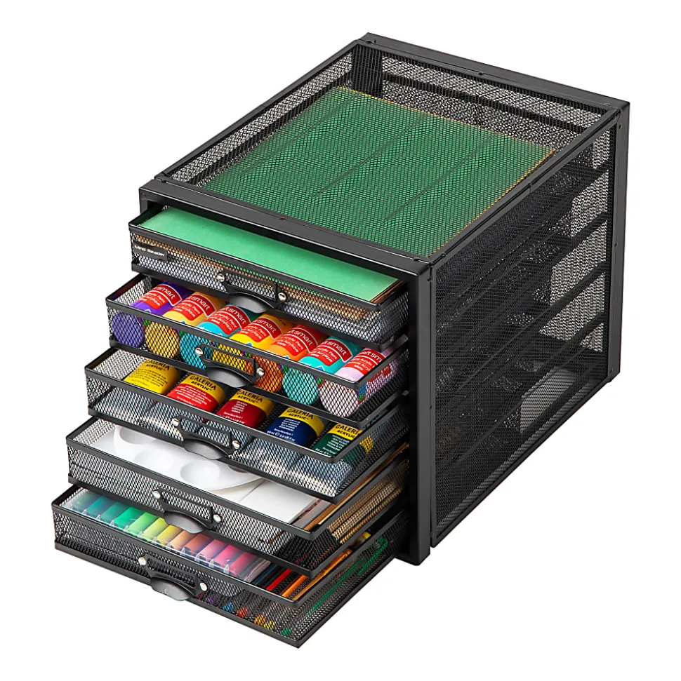 Mind Reader 5-Drawer File Storage Desk Organizer, 11" H x 14" W x 11" D, Black
