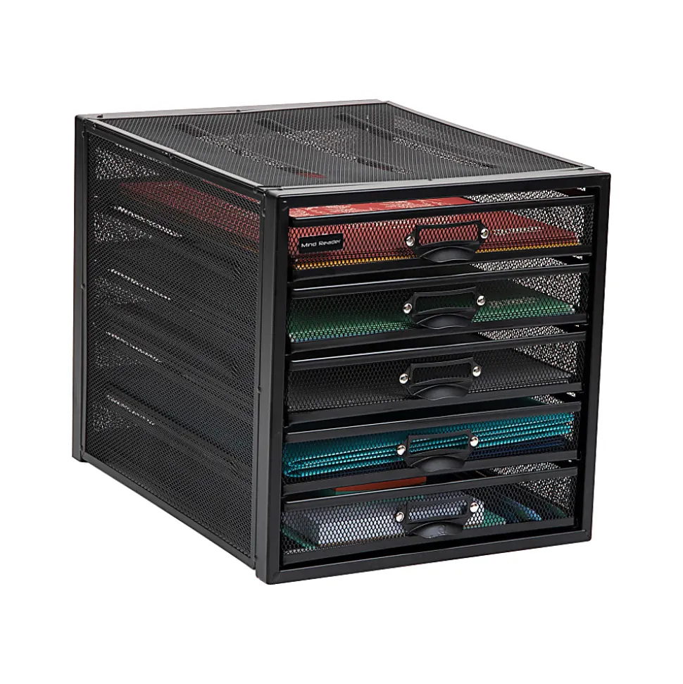 Mind Reader 5-Drawer File Storage Desk Organizer, 11" H x 14" W x 11" D, Black