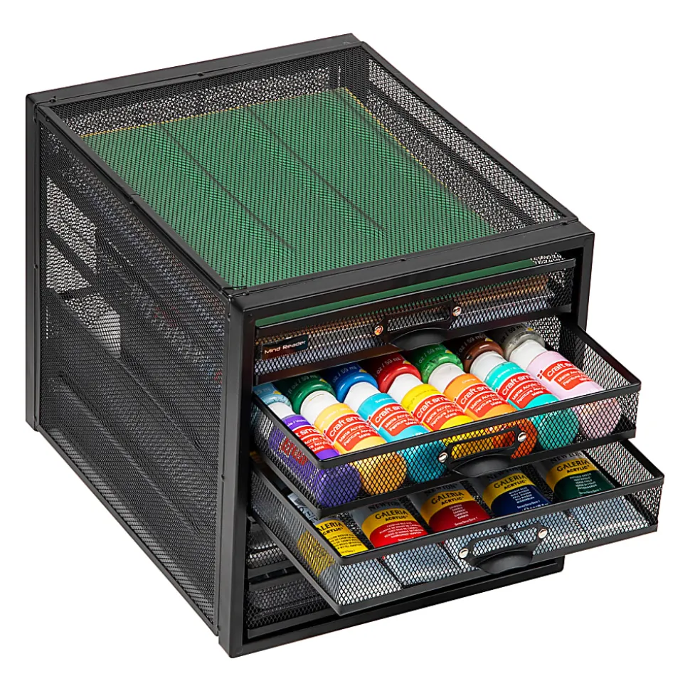 Mind Reader 5-Drawer File Storage Desk Organizer, 11" H x 14" W x 11" D, Black