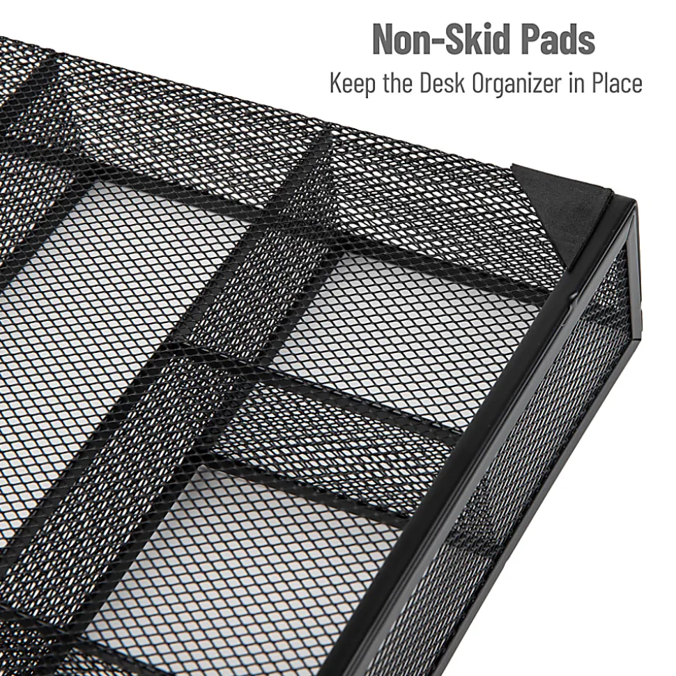 Mind Reader Drawer Organizer Utensil Organizer Desk Organizer, 2-1/4"H x 12"W x 15" L, Black, Set of 2 Organizers