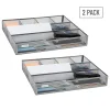 Mind Reader Drawer Organizer Utensil Organizer Desk Organizer, 2-1/4"H x 12"W x 15"L, Silver, Set of 2 Organizers