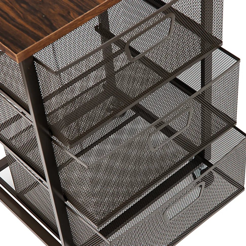 Mind Reader 3-Drawer Rolling Storage Cart Multipurpose Portable Cabinet with Wheels, 24-1/4" H x 13" W x 15-3/4" D, Black