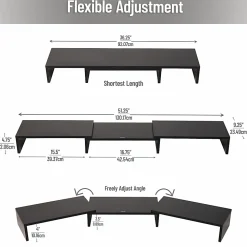 Mind Reader Dual Monitor Stand, 4-3/4”H x 9-1/4”W x 51-1/4”D, Black