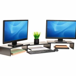Mind Reader Dual Monitor Stand, 4-3/4”H x 9-1/4”W x 51-1/4”D, Black
