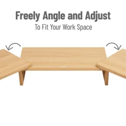 Mind Reader Dual Monitor Stand, 4-3/4”H x 9-1/4”W x 51-1/4”D, Brown