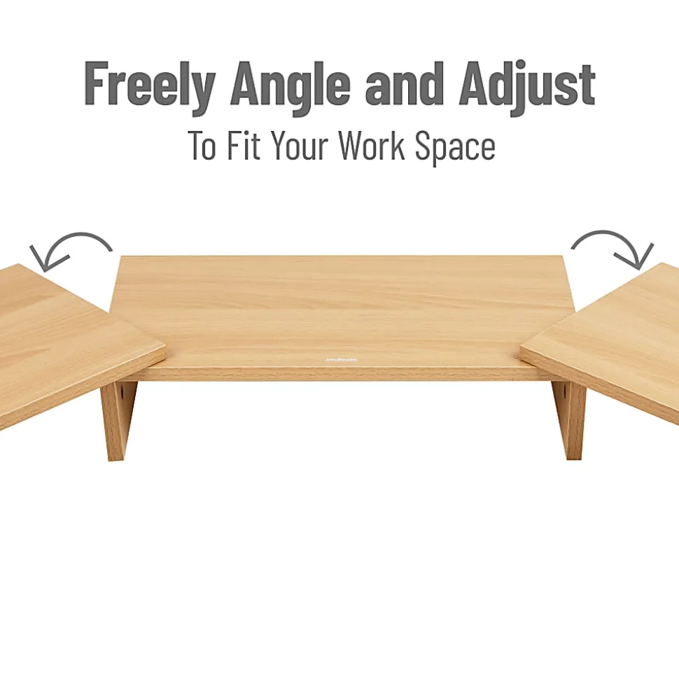 Mind Reader Dual Monitor Stand, 4-3/4”H x 9-1/4”W x 51-1/4”D, Brown