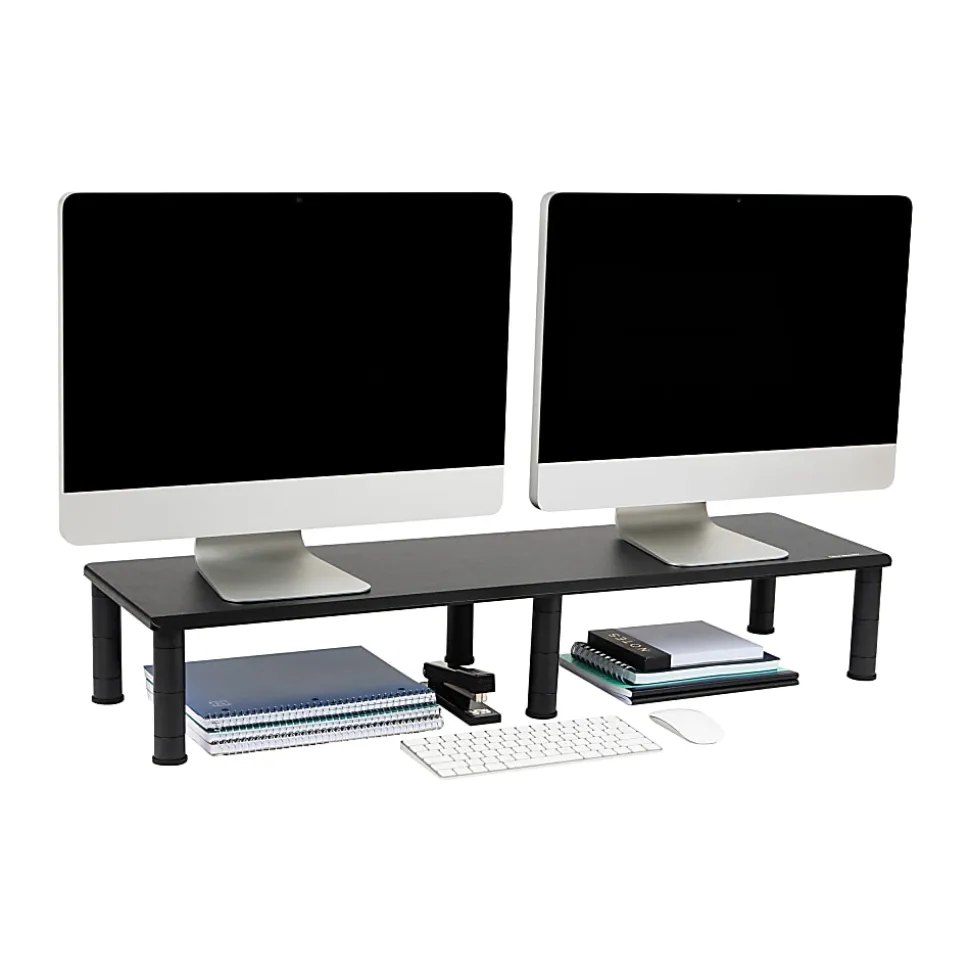 Mind Reader Dual-Monitor Stand, 6-1/2"H x 11"W x 38-1/2"D, Black