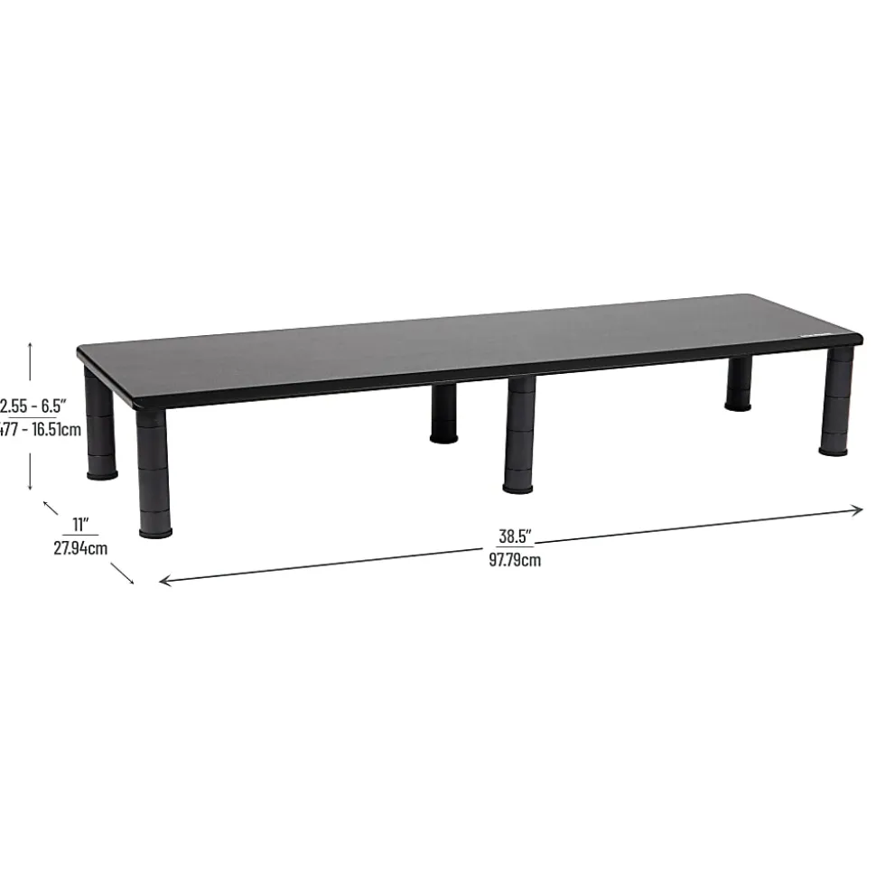 Mind Reader Dual-Monitor Stand, 6-1/2"H x 11"W x 38-1/2"D, Black