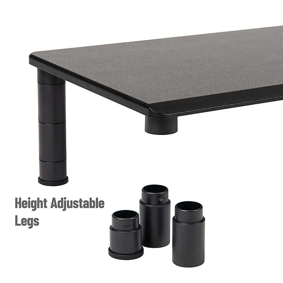 Mind Reader Dual-Monitor Stand, 6-1/2"H x 11"W x 38-1/2"D, Black