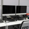 Mind Reader Dual-Monitor Stand With Drawers, 6-1/2"H x 11"W x 38-1/2"D, Black