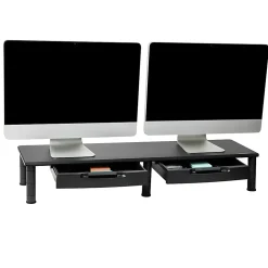Mind Reader Dual-Monitor Stand With Drawers, 6-1/2