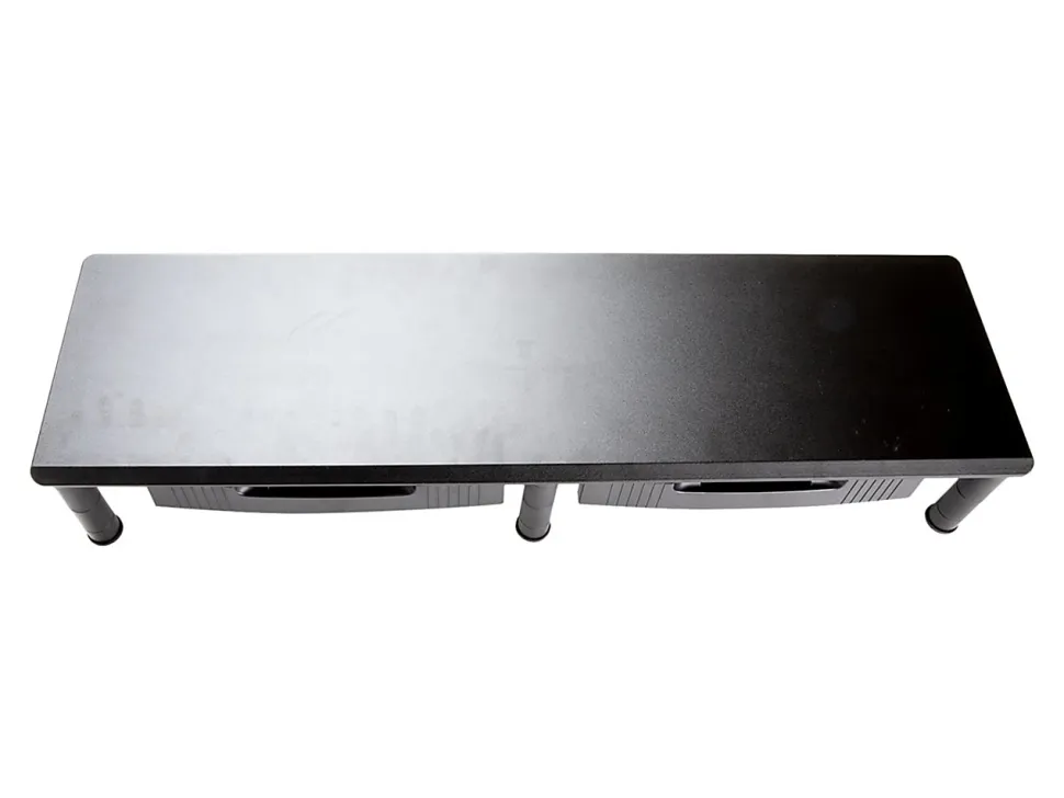 Mind Reader Dual-Monitor Stand With Drawers, 6-1/2"H x 11"W x 38-1/2"D, Black