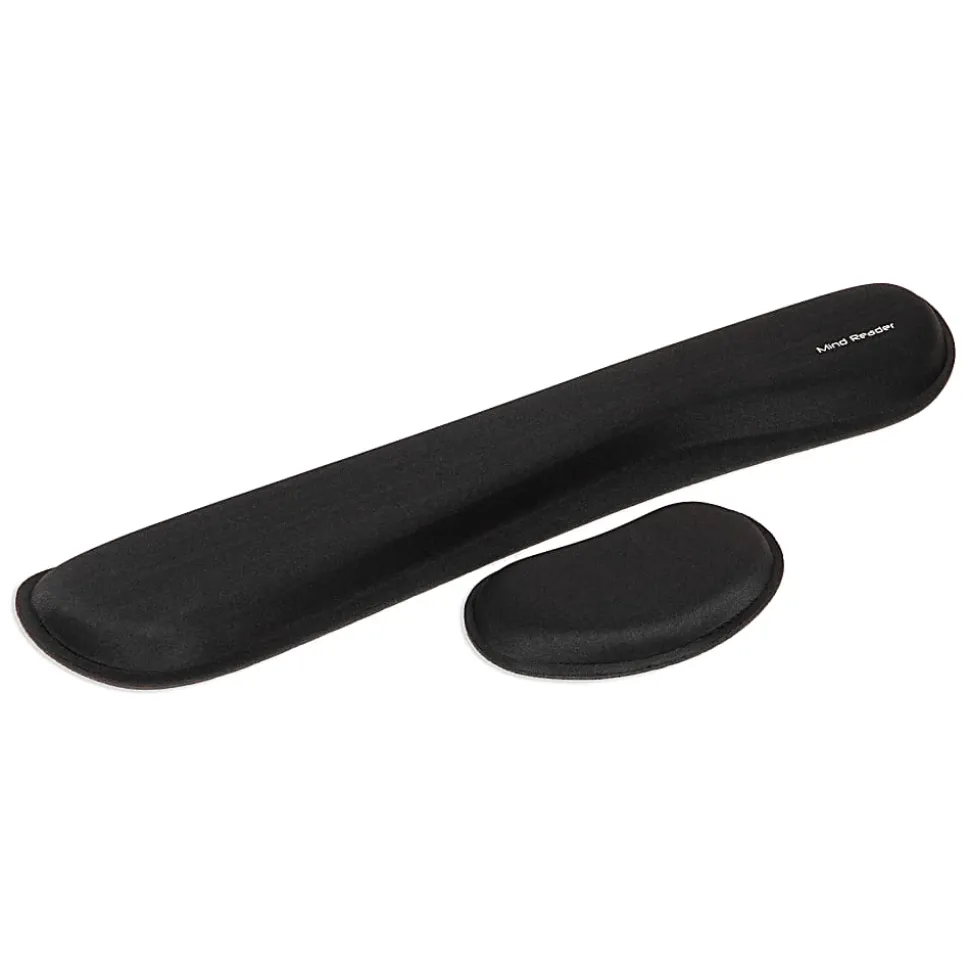 Mind Reader Ergonomic Keyboard and Mouse Wrist Rest Sets, 3/4"H x 3"W x 16-3/4,"L, Black, 2 Piece