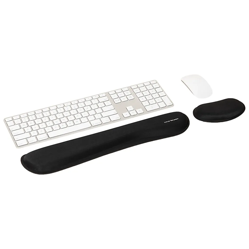 Mind Reader Ergonomic Keyboard and Mouse Wrist Rest Sets, 3/4"H x 3"W x 16-3/4,"L, Black, 2 Piece