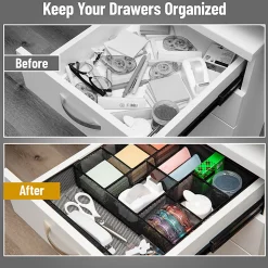 Mind Reader Expandable Mesh Desk Drawer Organizer, 2-3/4”H x 12”W x 17-1/8”D, Black, Total Qty 1