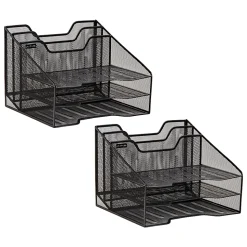 Mind Reader File Organizer Desk Organizer Storage Paper Tray, 9-1/2"H x 11-1/2"W x 12-1/2"D, Black, Set of 2