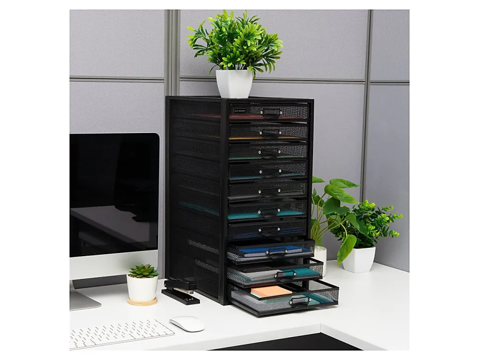 Mind Reader File Storage Drawers Multi-Purpose Desk Organizer, 21-1/4"H x 14"W x 10-3/4"D, Black
