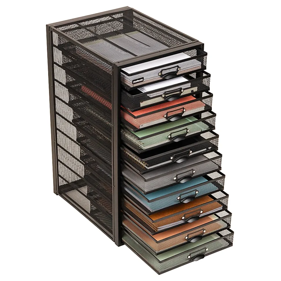 Mind Reader File Storage Drawers Multi-Purpose Desk Organizer, 21-1/4"H x 14"W x 10-3/4"D, Black