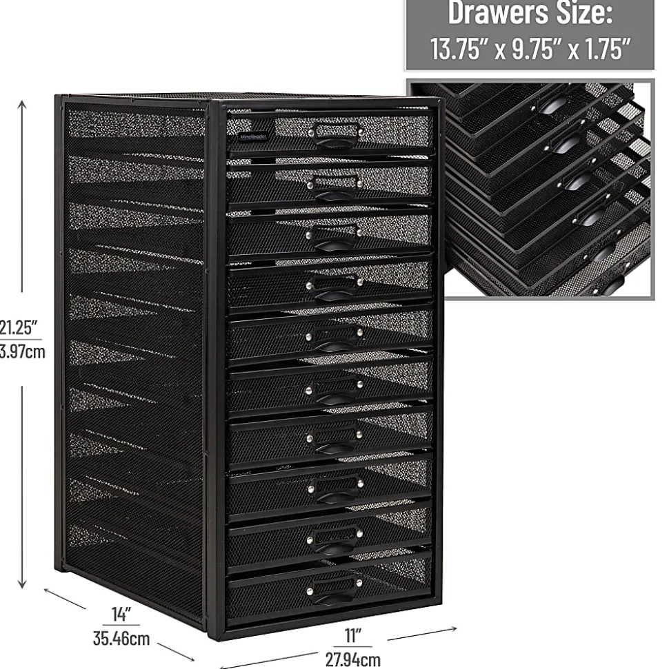 Mind Reader File Storage Drawers Multi-Purpose Desk Organizer, 21-1/4"H x 14"W x 10-3/4"D, Black