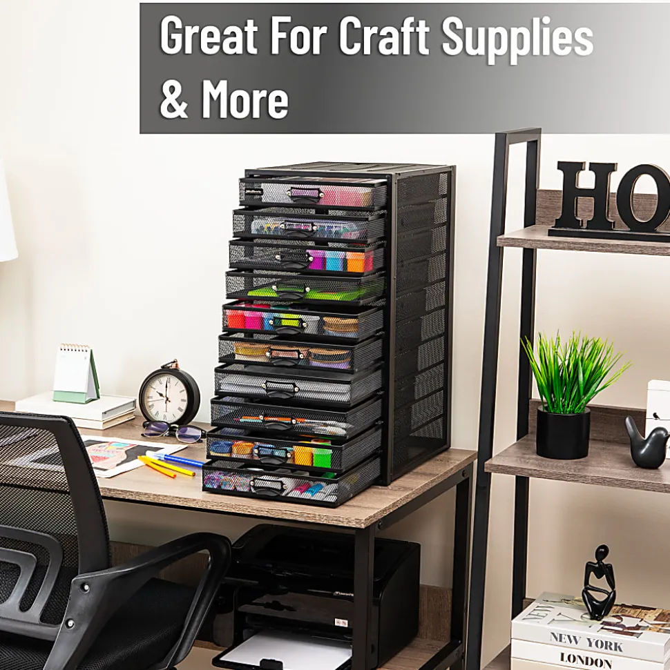 Mind Reader File Storage Drawers Multi-Purpose Desk Organizer, 21-1/4"H x 14"W x 10-3/4"D, Black