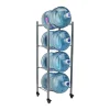 Mind Reader 5 Gallon Water Jug Stand Water 4-Tier Water Cooler Rack Wheels, 41"H x 16-1/2"L x 13-3/4 "W, Gray