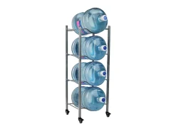 Mind Reader 5 Gallon Water Jug Stand Water 4-Tier Water Cooler Rack Wheels, 41"H x 16-1/2"L x 13-3/4 "W, Gray