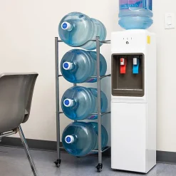 Mind Reader 5 Gallon Water Jug Stand Water 4-Tier Water Cooler Rack Wheels, 41