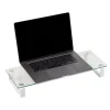 Mind Reader Glass Desktop Monitor Stand Riser for Computer, Laptop, Desk, 3"H x 22"W x 8-1/4"D, Clear
