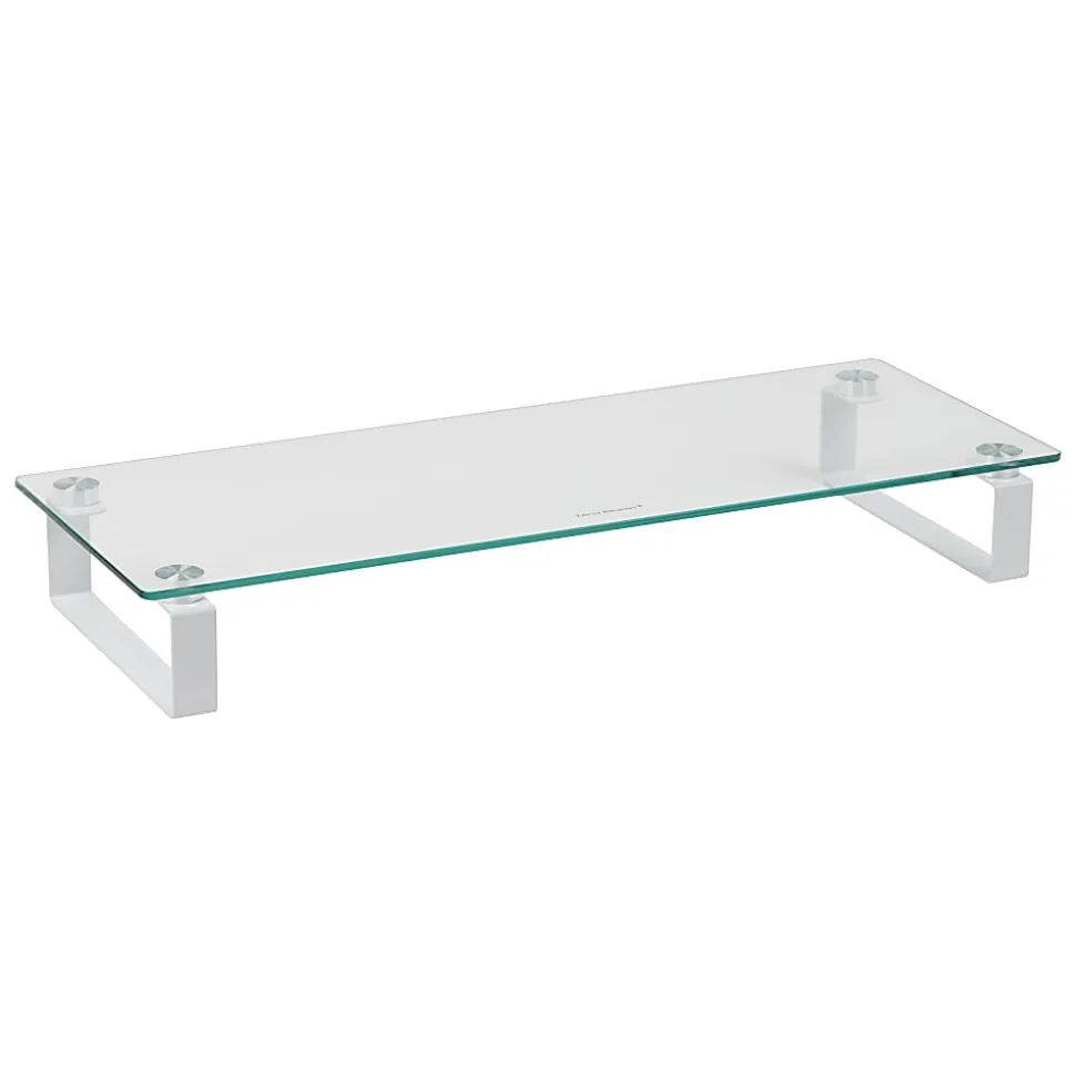 Mind Reader Glass Desktop Monitor Stand Riser for Computer, Laptop, Desk, 3"H x 22"W x 8-1/4"D, Clear