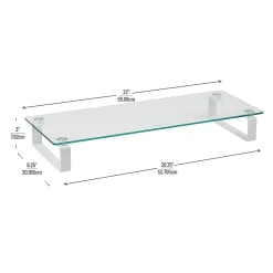 Mind Reader Glass Desktop Monitor Stand Riser for Computer, Laptop, Desk, 3