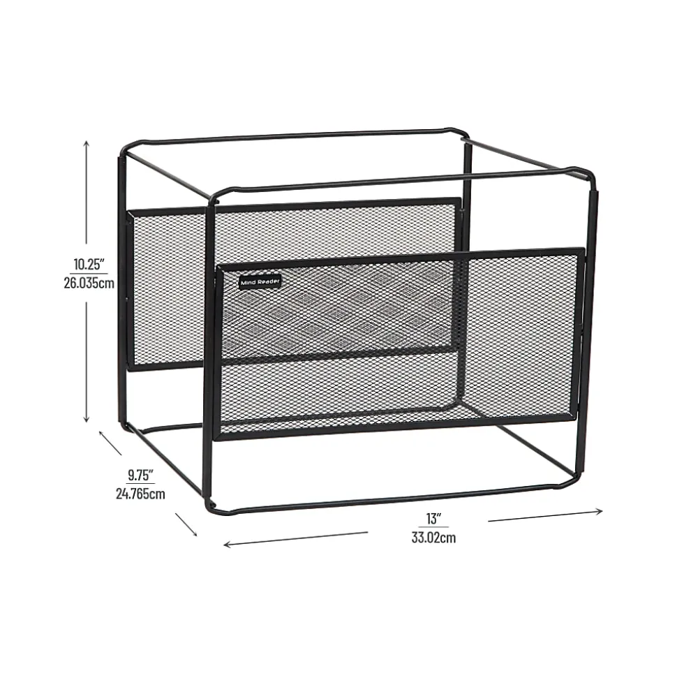 Mind Reader Hanging File Folder Organizer, 10-1/4”H x 9-3/4”W x 13”D, Black