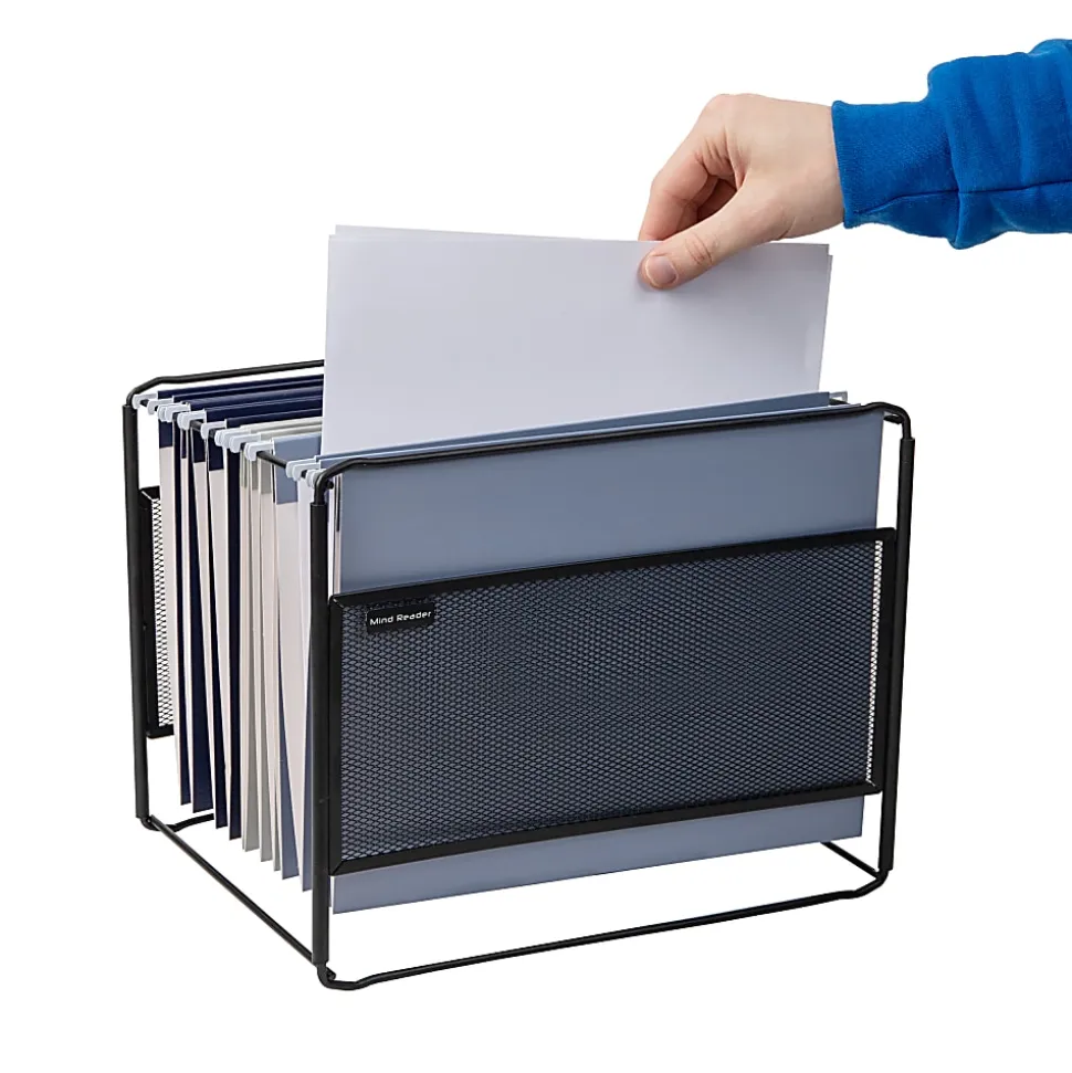 Mind Reader Hanging File Folder Organizer, 10-1/4”H x 9-3/4”W x 13”D, Black