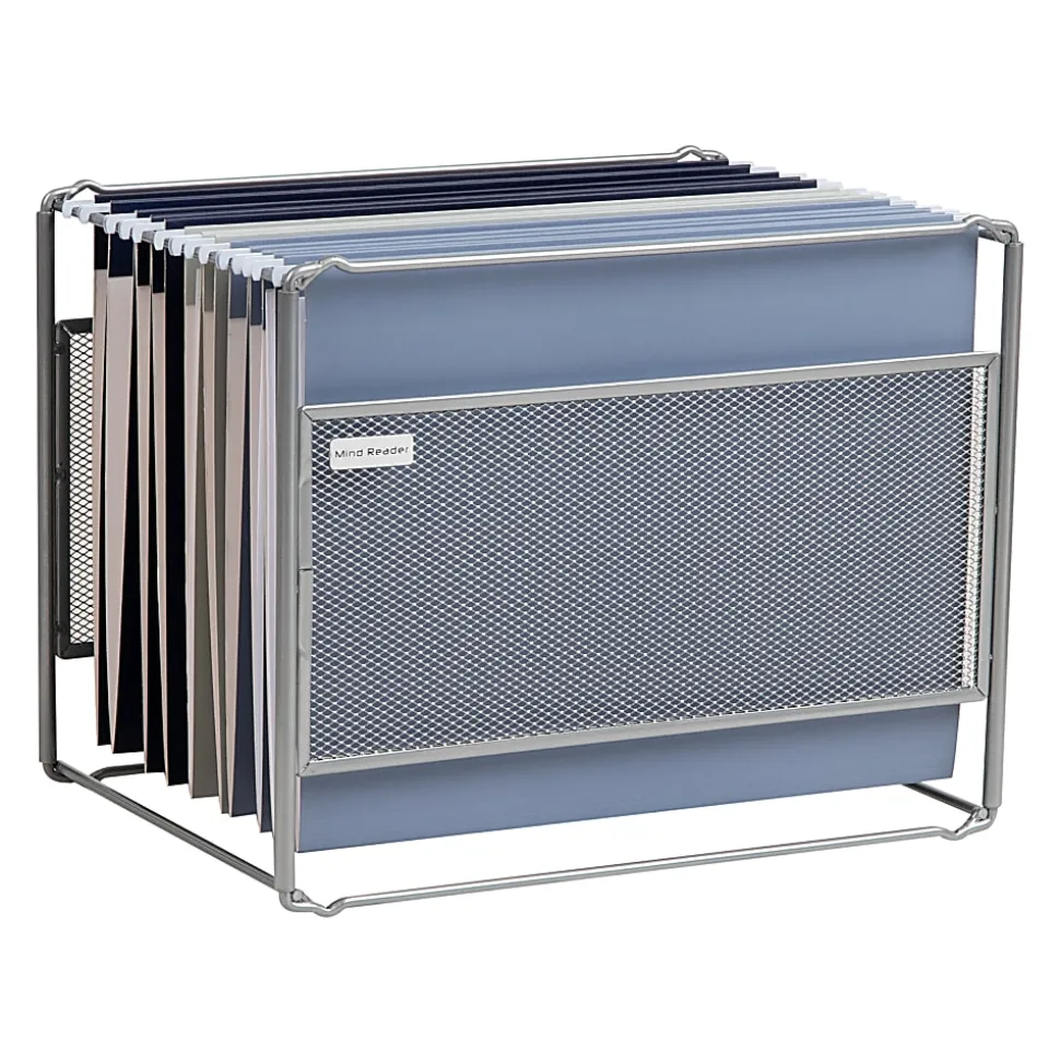 Mind Reader Hanging File Folder Organizer, 10-1/4”H x 9-3/4”W x 13”D, Silver