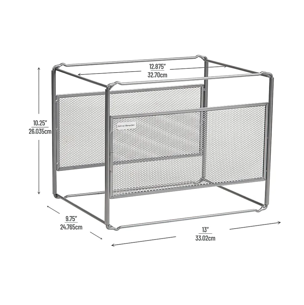 Mind Reader Hanging File Folder Organizer, 10-1/4”H x 9-3/4”W x 13”D, Silver