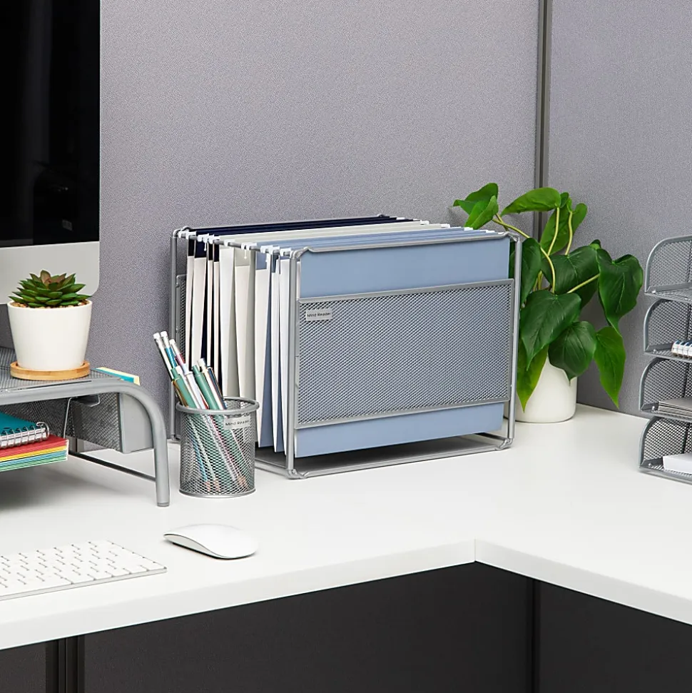 Mind Reader Hanging File Folder Organizer, 10-1/4”H x 9-3/4”W x 13”D, Silver