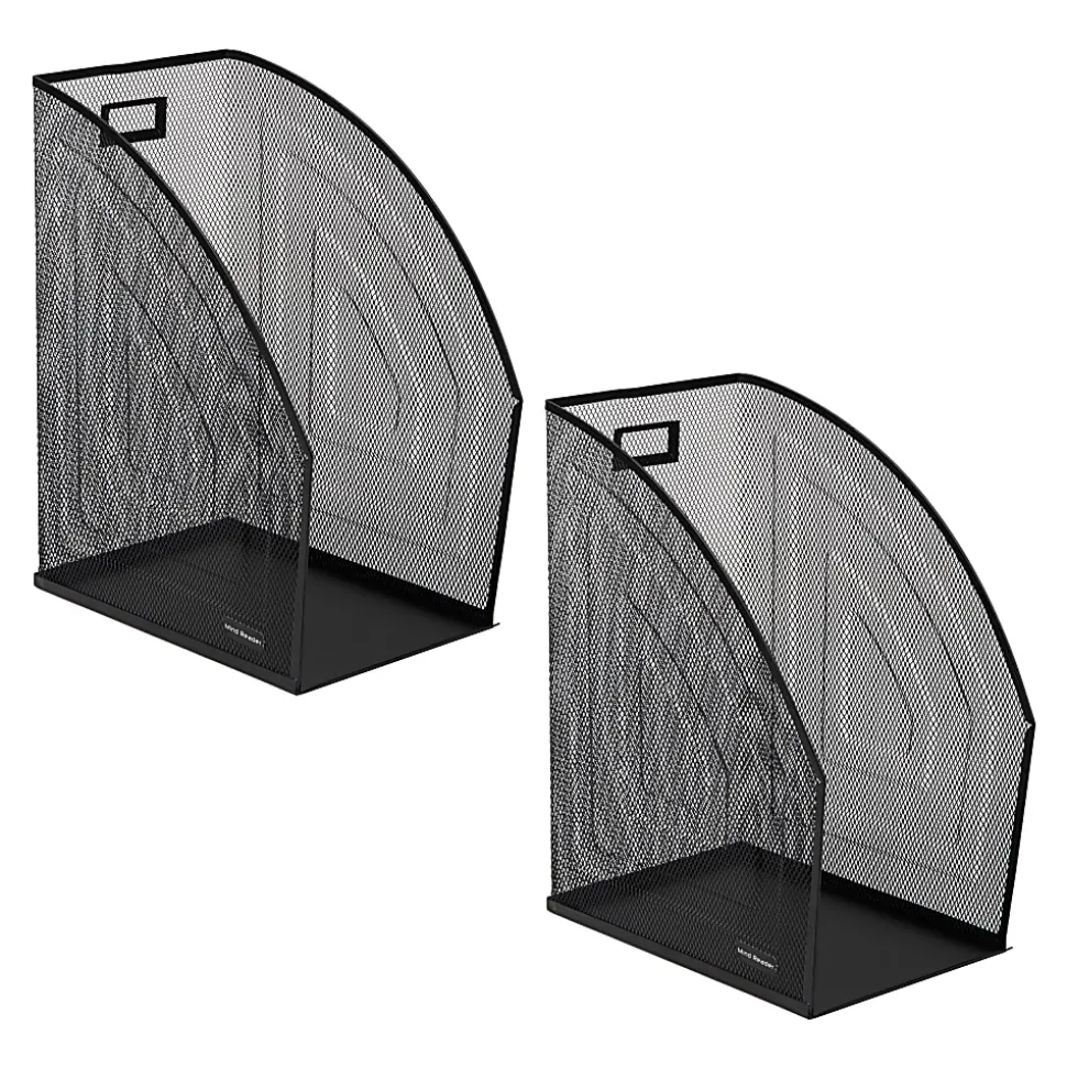 Mind Reader Large Vertical File Storage Basket 12-1/2"H x 10"W x 6-1/4"D, Black, Pack Of 2 Holders