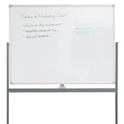 Mind Reader Magnetic Double-Sided Dry-Erase White Board with Base and Wheels, 73-1/2"H x 21"W x 49-1/2"H, White