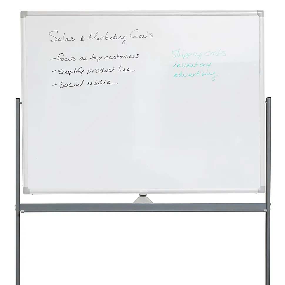 Mind Reader Magnetic Double-Sided Dry-Erase White Board with Base and Wheels, 73-1/2"H x 21"W x 49-1/2"H, White