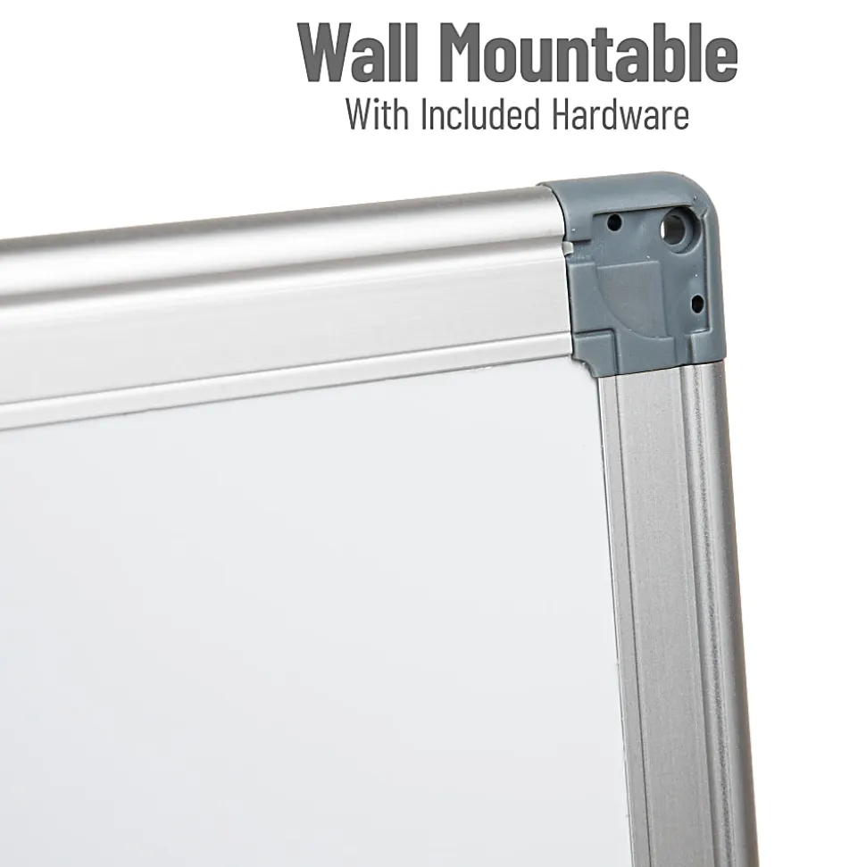 Mind Reader Magnetic Dry Erase White Board Wall Mount Eraser Marker Shelf, 1/2"H x 23-1/2"W x 35-1/2"L, White