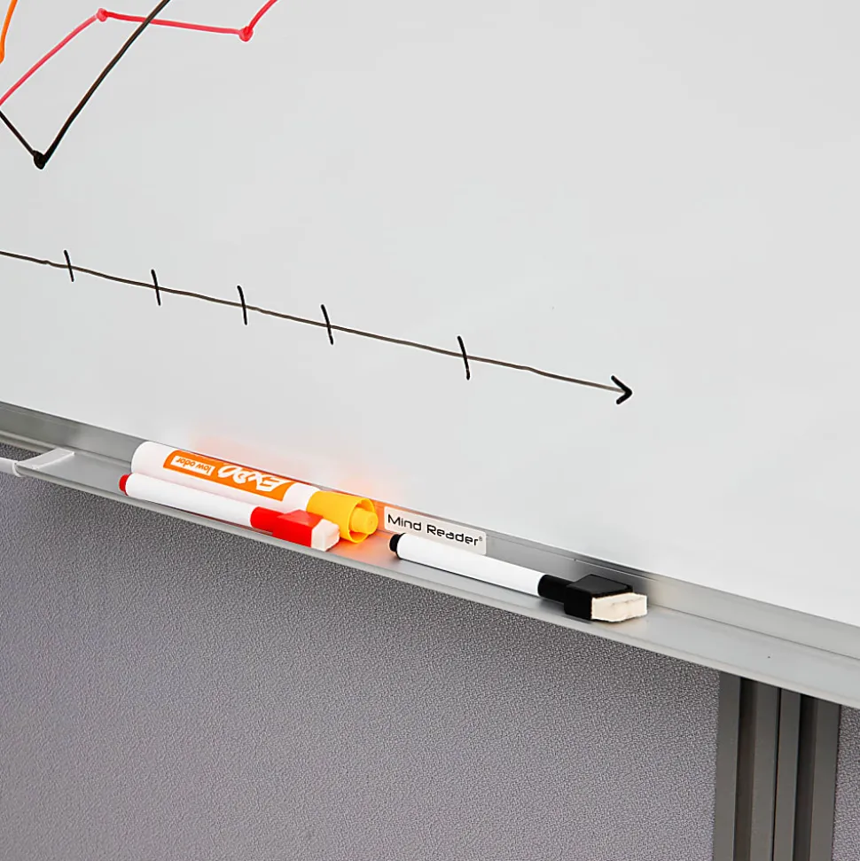 Mind Reader Magnetic Dry Erase White Board Wall Mount Eraser Marker Shelf, 1/2"H x 23-1/2"W x 35-1/2"L, White