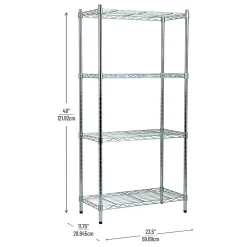 Mind Reader Metal Adjustable Storage Shelves, 4-Tier, 48