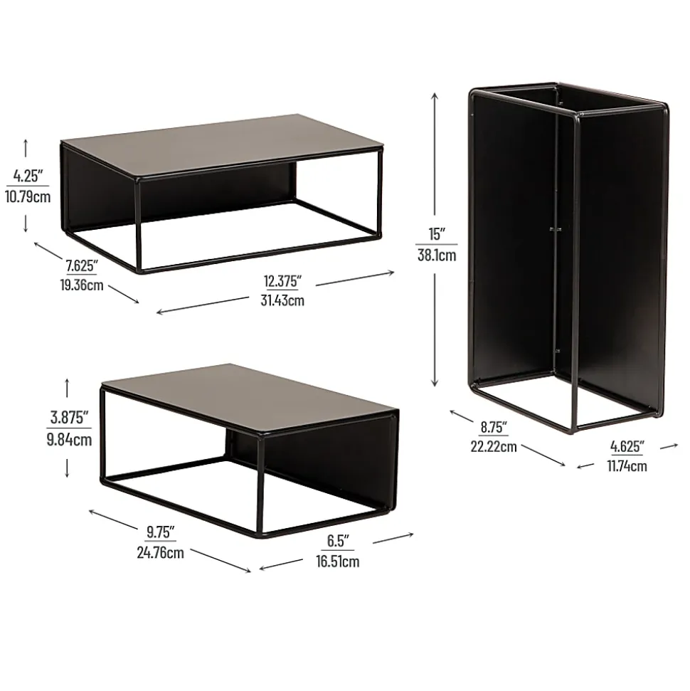 Mind Reader Metal Desktop Risers, Black, Total Qty 3