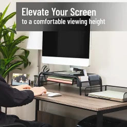 Mind Reader Metal Mesh Monitor Stand, 5-1/2"H x 11-1/2"W x 20"D, Black