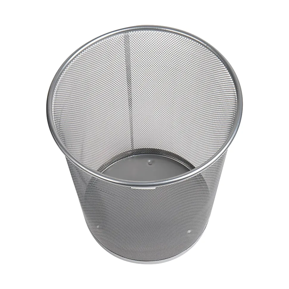 Mind Reader Metal Mesh Trash Can 4.4 Gallon Waste Paper Basket, 13-3/4"H x 11-1/2"W x 11-1/2"D, Silver